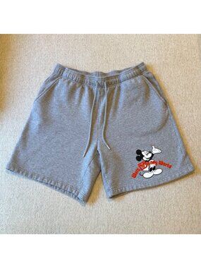 Disney Parks Mens Size Large Gray Sweat Shorts Walt Disney World Mickey Mouse